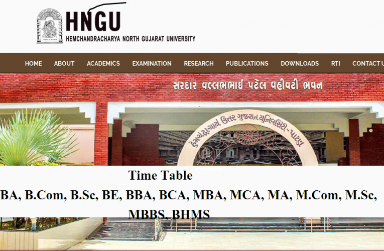 Hemchandracharya North Gujarat University Time Table 2022