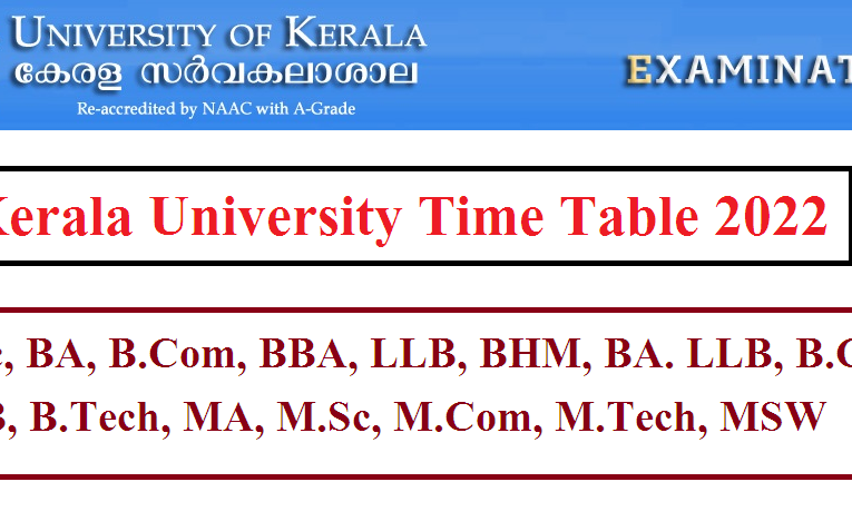 Kerala University Time Table 2022 Released UG and PG PDF Download