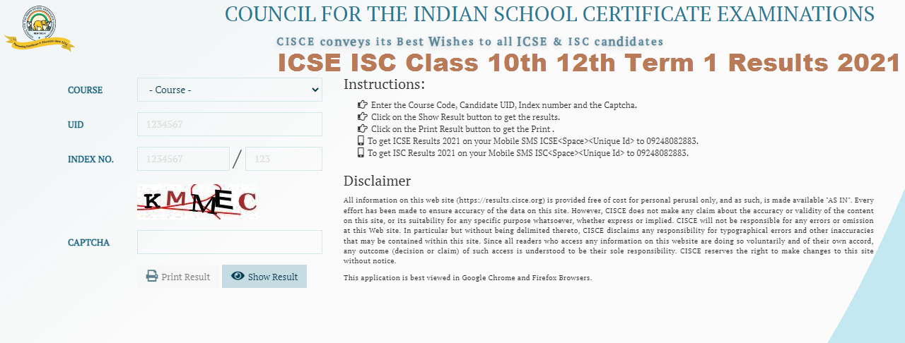 ICSE ISC Class 10th 12th Term 1 Results 2021 