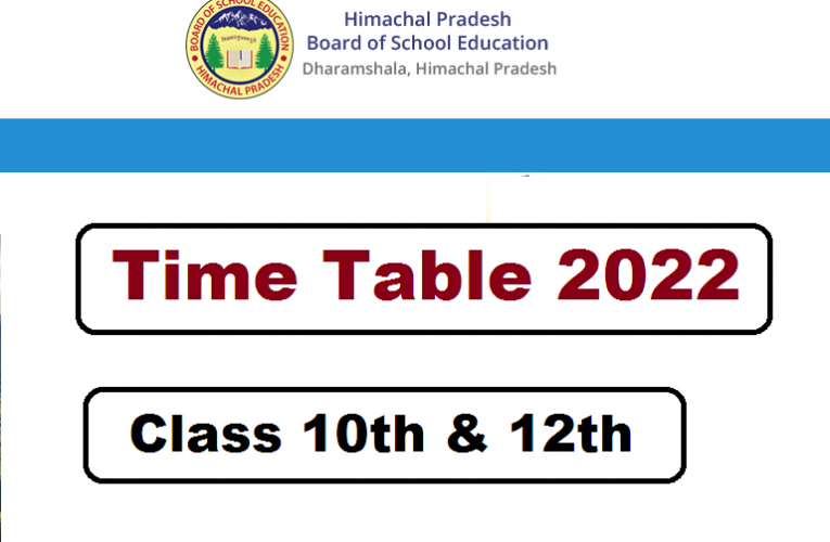 Himachal Pradesh Board Class 10th & 12th Time Table  2022 