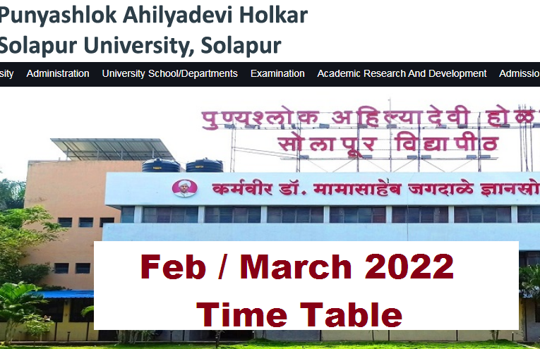 Solapur University Time Table 2022 Examinations of Oct-2021 Event