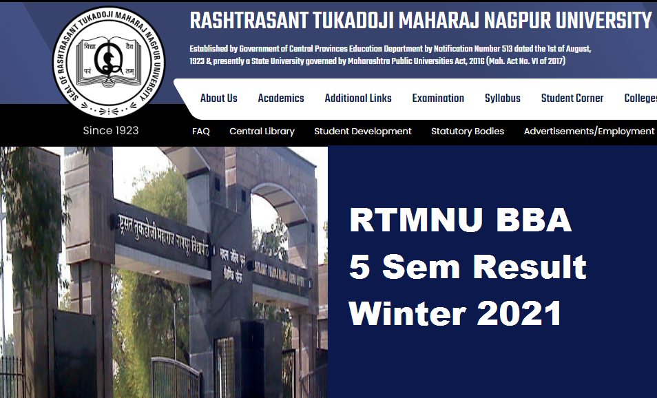 RTMNU BBA 5 Sem Result Winter 2021