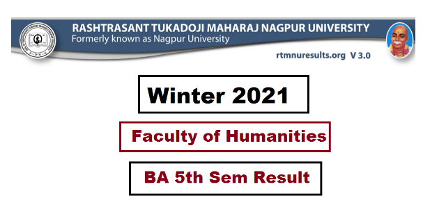 RTMNU BA Fifth Semester  Winter 2021 Result Released