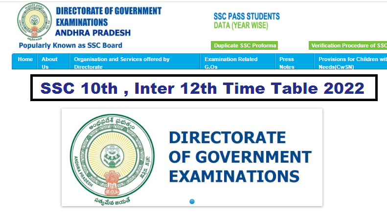 Andhra Pradesh SSC Inter Timetable 2022