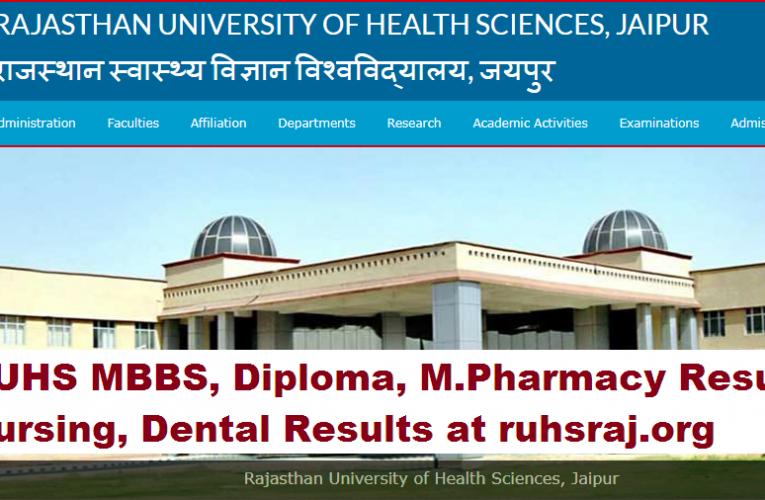 Rajasthan University of Health Sciences (RUHS) Result 2022