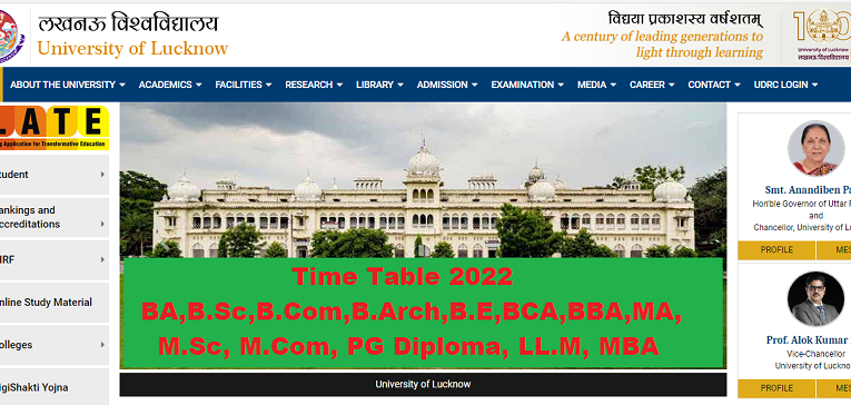 University Lucknow Time Table 2022 PDF Download For BA, B.Sc, B.Com