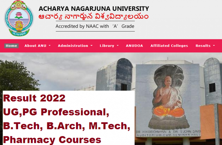 Acharya Nagarjuna University Result 2022 Released For UG,PG
