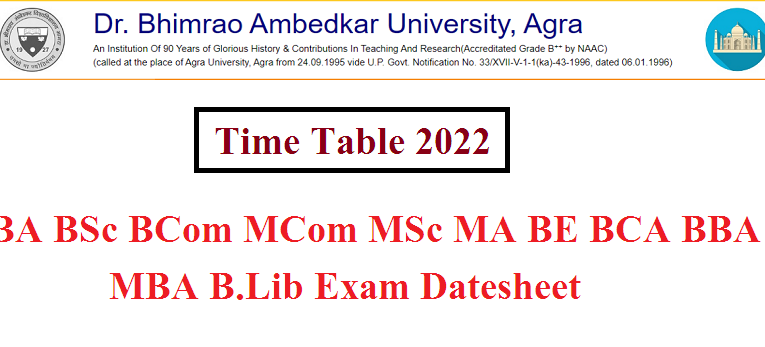 Dr. Bhimrao Ambedkar University, Agra Time Table 2022 For BA BSc BCom MCom MSc MA