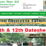 BSEH Class 10th 12th Time Table 2022