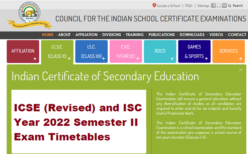 ICSE ISC Class 10th 12th Revised Timetable 2022ICSE ISC Class 10th 12th Revised Timetable 2022