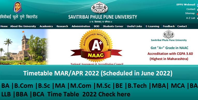 Pune University Timetable MAR/APR 2022 (Scheduled in June 2022)
