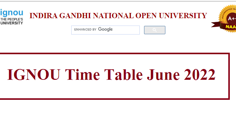 IGNOU Time Table June 2022 Released Check Exam Schedule Here