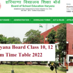 Haryana Board Class 10, 12 Exam Time Table 2022