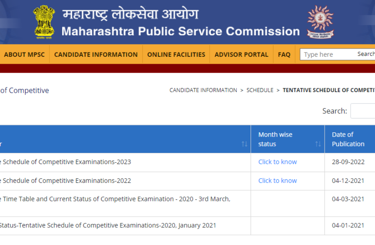 MPSC Tentative Schedule of Competitive Examinations 2023
