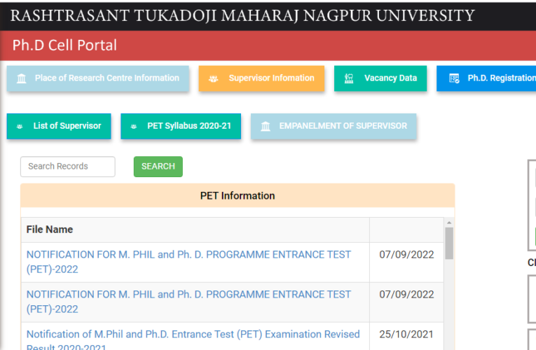 RTMNU PET Exam 2022 Online Application Released 