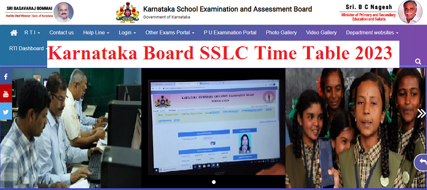 Karnataka Board SSLC 2023 Exam Final Time Table