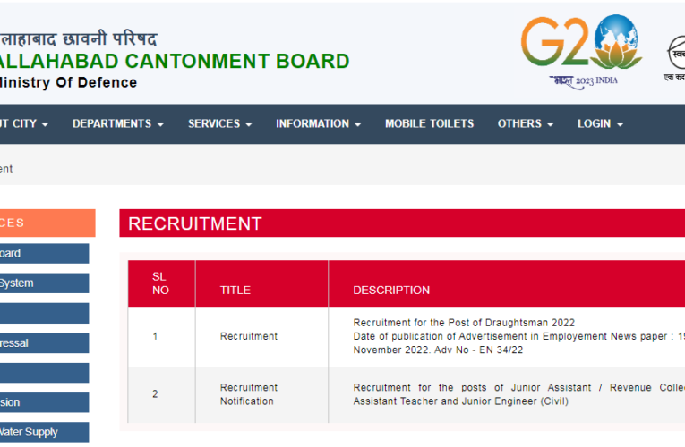 Cantonment Board Allahabad, Recruitment- 2023