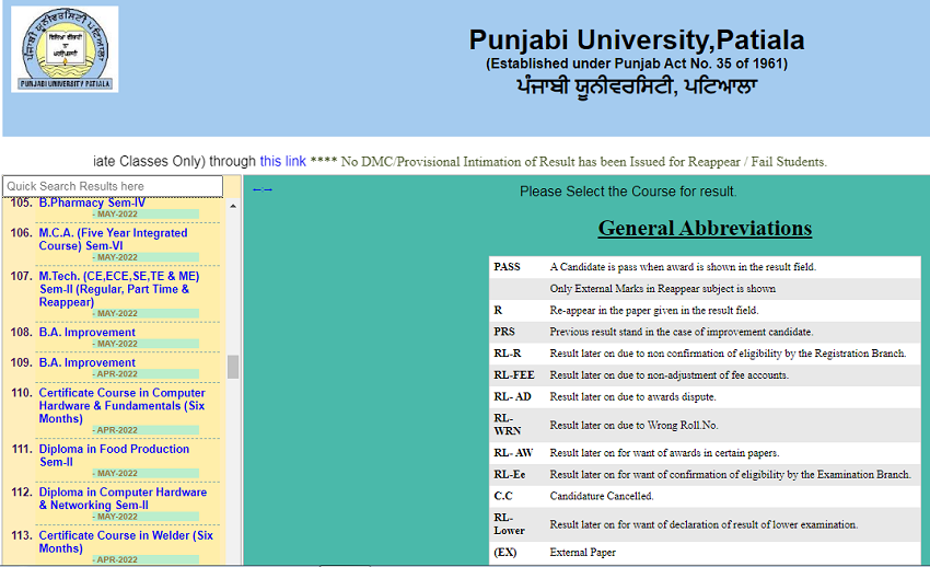 Punjabi University Result 2023 Out
