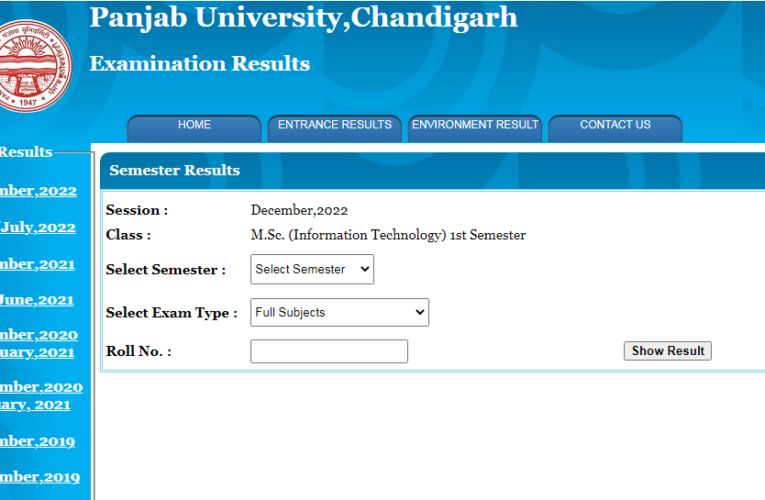 Panjab University Result 2023 Out BA, B.Sc, B.Com and PG Semester Exam Results