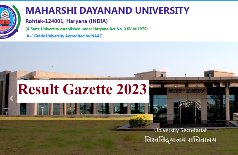 Maharshi Dayanand University (MDU) UG/PG Result 2023