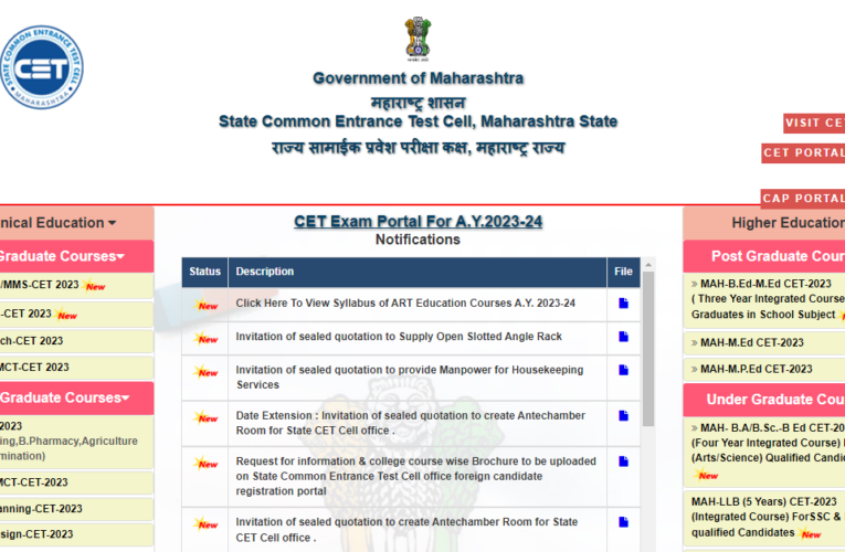Maharashtra MAH CET 2023 : Schedule,Syllabus,Online Registration