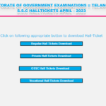 Telangana Class 10th SSC  Hall Tickets 2023