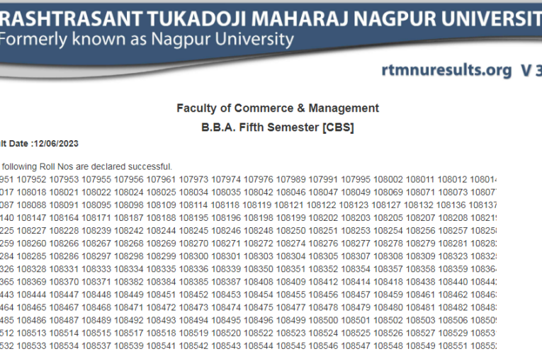 RTMNU BBA 5th Semester Result Summer 2023 Released Check Here Roll No