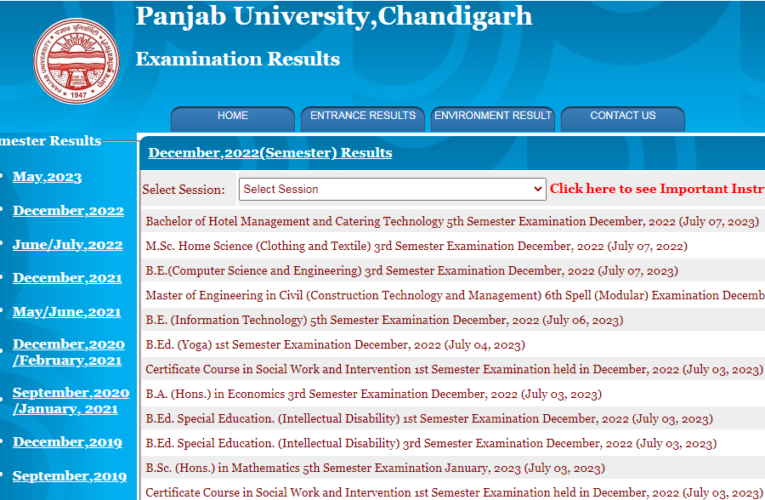 Punjab University Result-2023 Release BA, BCom, BSc, BBA, BCA, BE, MBA, MCA, MA , M.Com, M.Sc