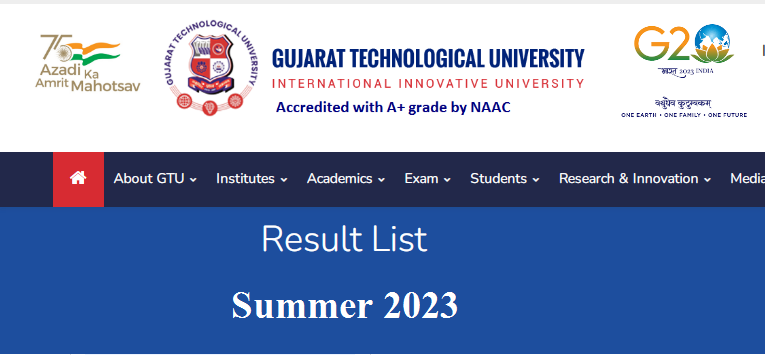 Gujarat Technological University (GTU) UG/PG Exam Result- 2023 Download