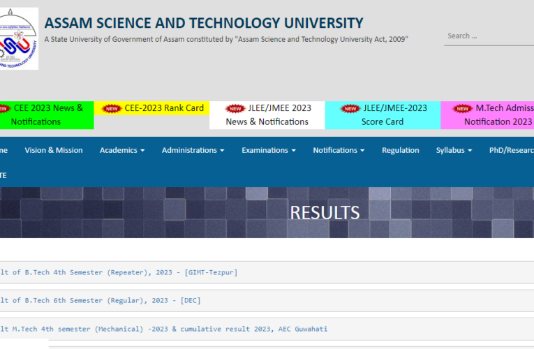 Assam Science & Technology University UG PG Result 2023 Download