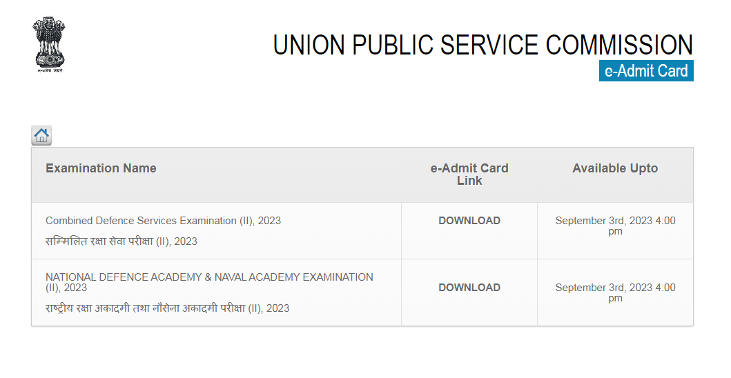 UPSC CDA II Admit Card 2023 Download
