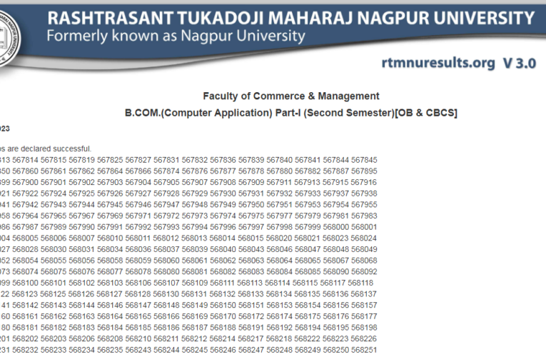 RTMNU BCCA II Semester Result Summer 2023 Out Check Here Roll No