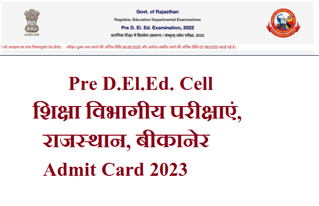Rajasthan Pre-DElEd Admit Card 2023 Download