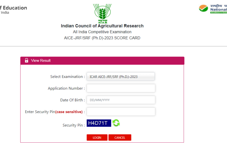 Indian Council of Agricultural Research ICAR AICE JRF SRF Results 2023 Download