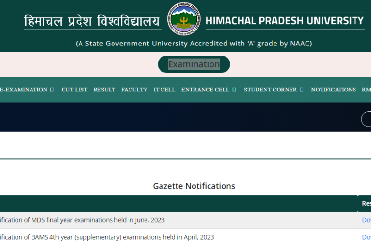 Himachal Pradesh University Result 2023