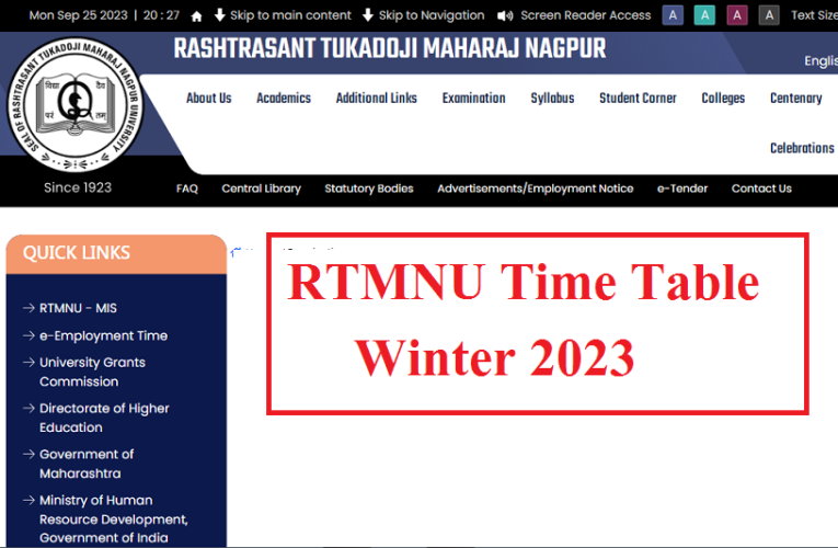RTMNU Time Table Winter 2023 has Released Download PDF Here