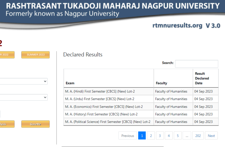 RTMNU MA-1st Semester (NEP) Results Winter 2022 Download Here