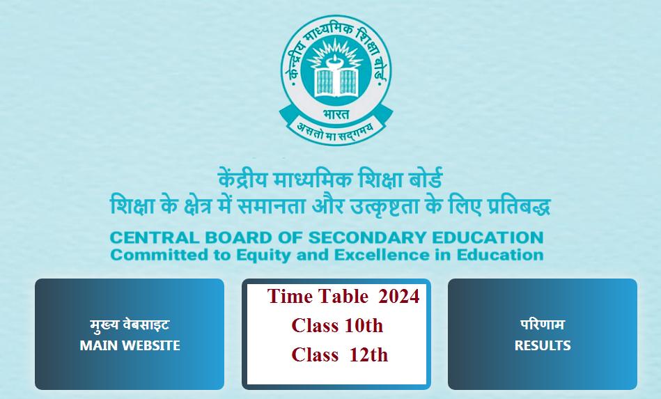 CBSE 10th  12th Time Table 2024
