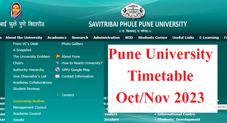 Pune University Oct/ Nov 2023 Timetable Released