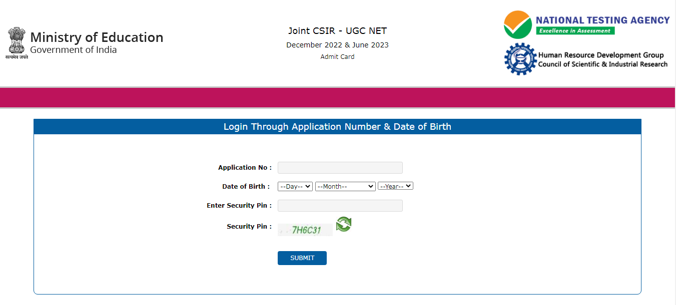 CSIR UGC NET 2023 Admit Card