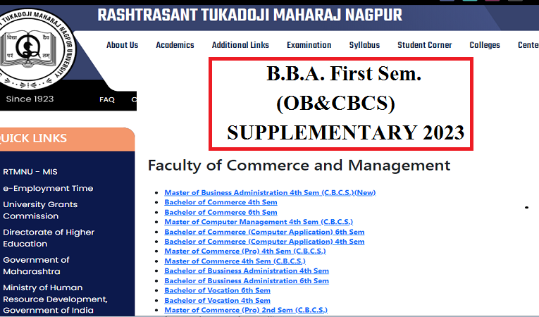 RTMNU BBA I Semester Summer 2024 Time Table Released