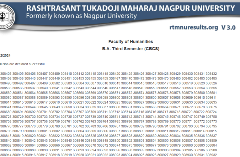 RTMNU BA 3rd Semester Result Winter 2023 Declared