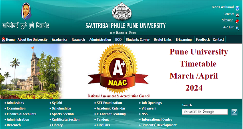 Pune University Timetable 2024