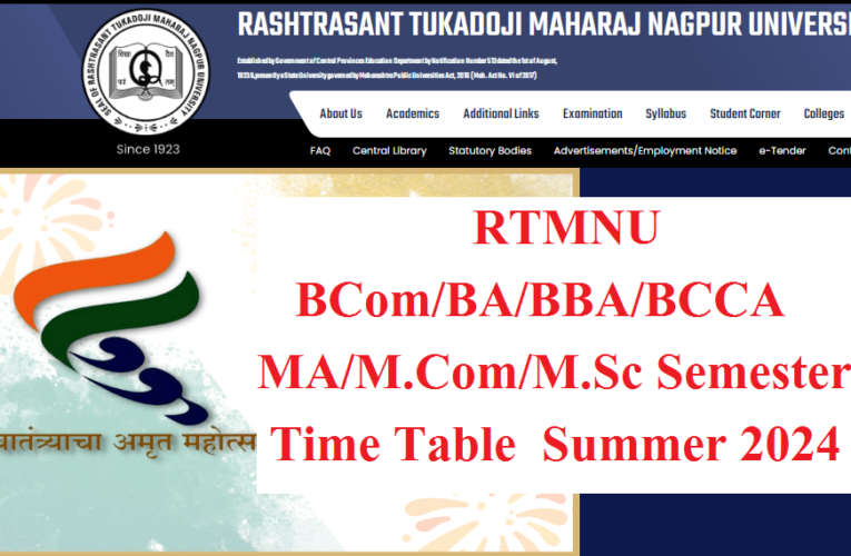 RTMNU Time Table Summer 2024 For BA BCom BBA BCCA MA MCcom MSc Download PDF