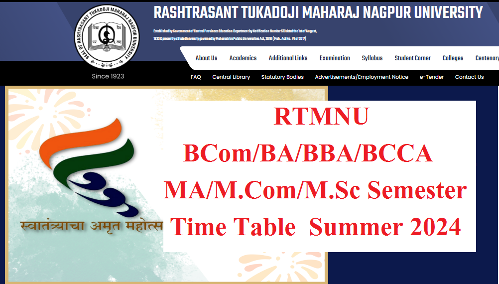RTMNU Time Table  Summer 2024