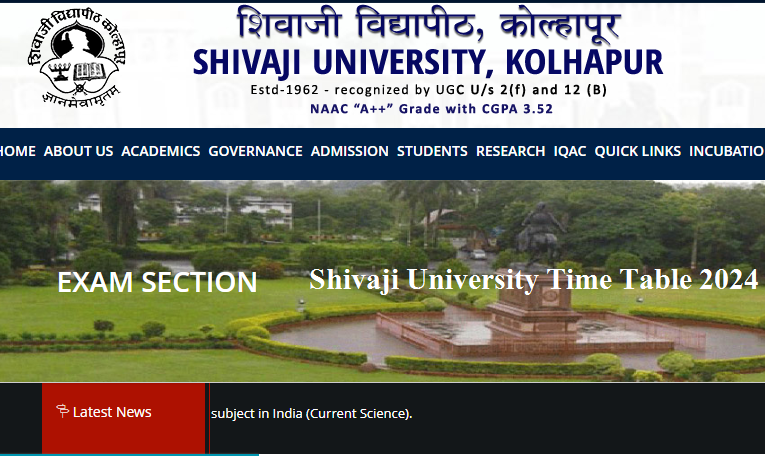 Shivaji University Time Table 2024 Released BA BSC BCOM BBA BCA MA MSC MCom Semester Examination