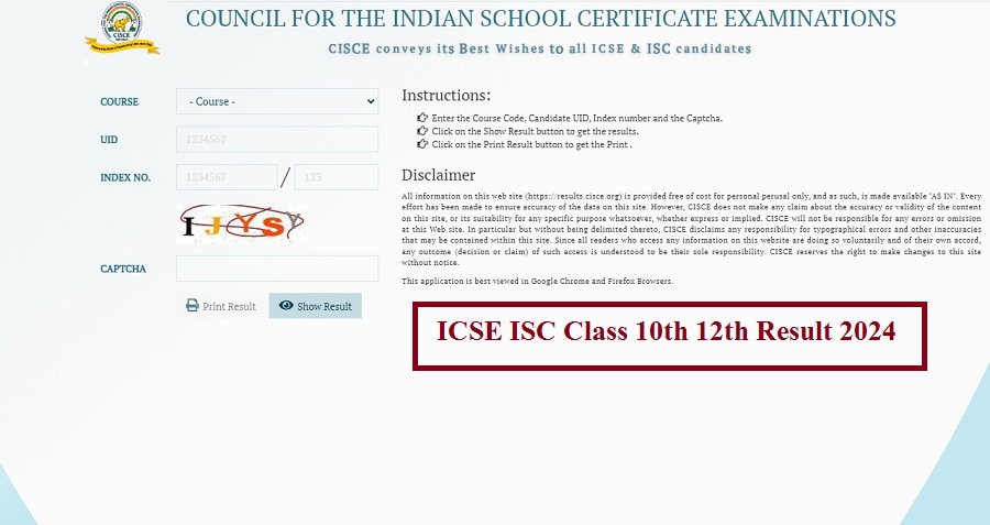 ICSE ISC Class 10th 12th Result 2024