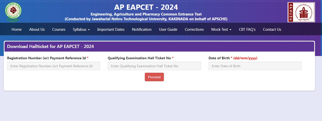 AP EAPCET - 2024  Hall Ticket