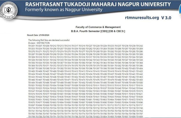 RTMNU BBA 4th Semester Result Summer 2024 Released Check Here Roll Number