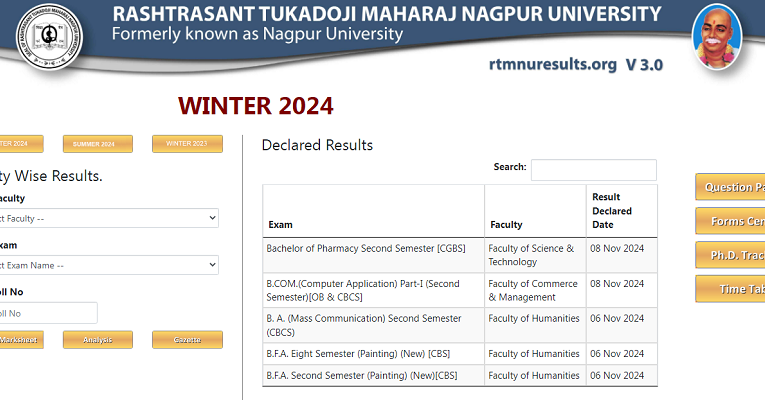 RTMNU Winter 2024 Results Declared For BA, B.Com, BSc, MA, MCom, MSc, BBA, BCCA, MBA, MSc, BE, BCA,LLB, Pharmacy,B. Arch